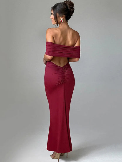 Strapless Backless Maxi Dress Off-Shoulder Sleeveless Bodycon