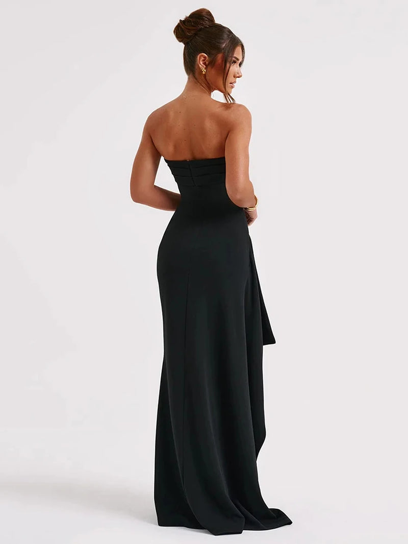 Strapless Backless High Split Off-Shoulder Sleeveless Bodycon Dress