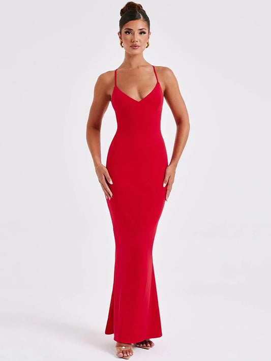 Spaghetti Strap Backless Sleeveless Bodycon Dress