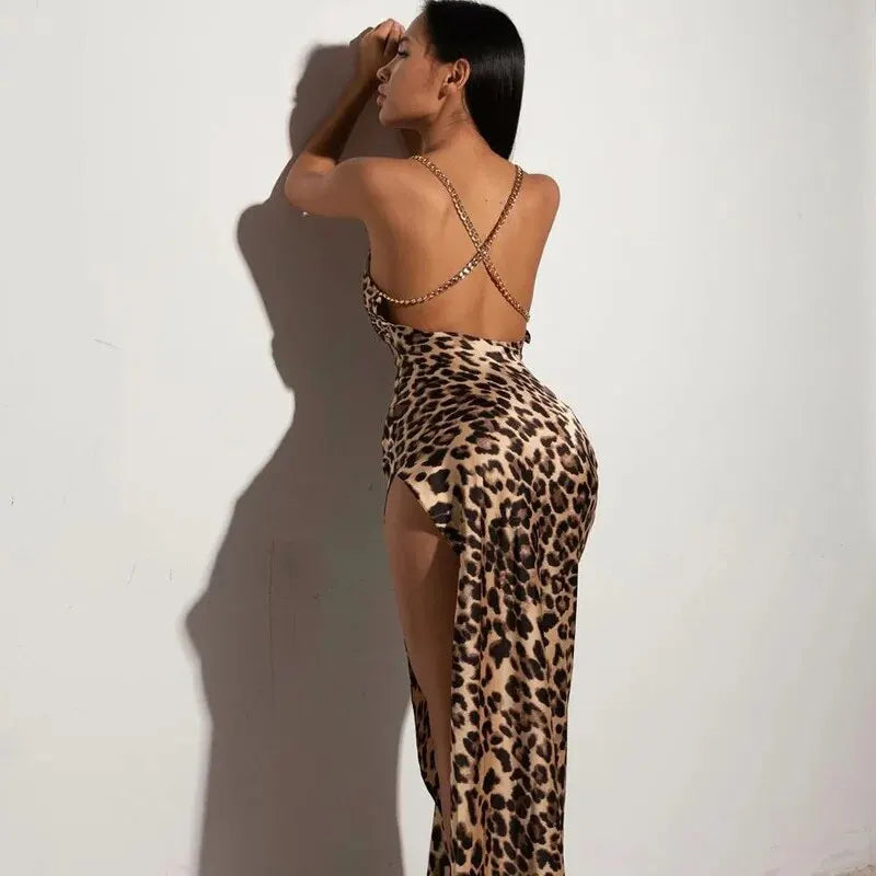 Evening Bodycon Leopard Long Dress