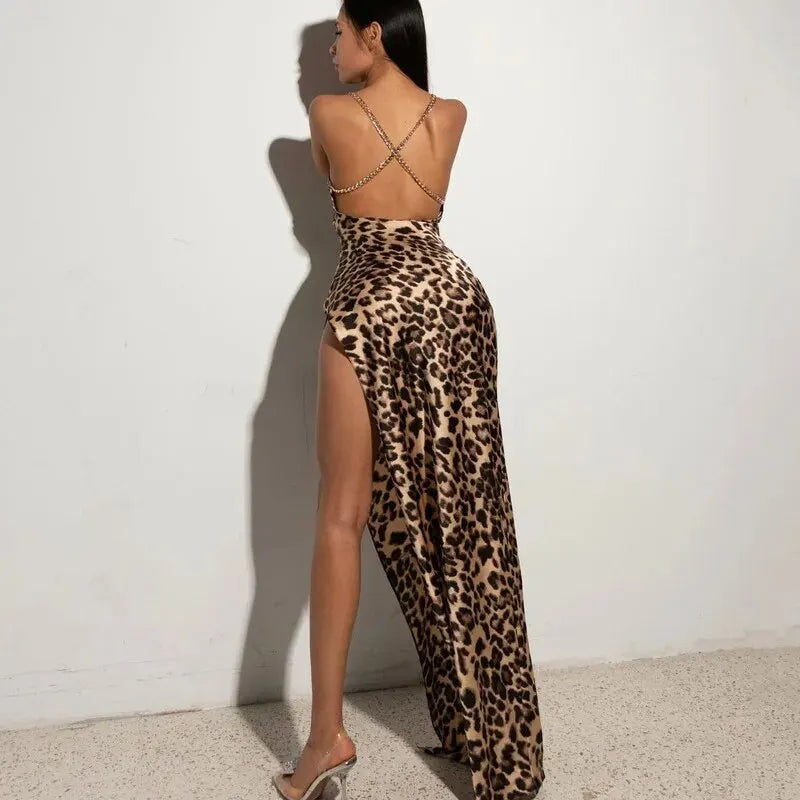 Evening Bodycon Leopard Long Dress