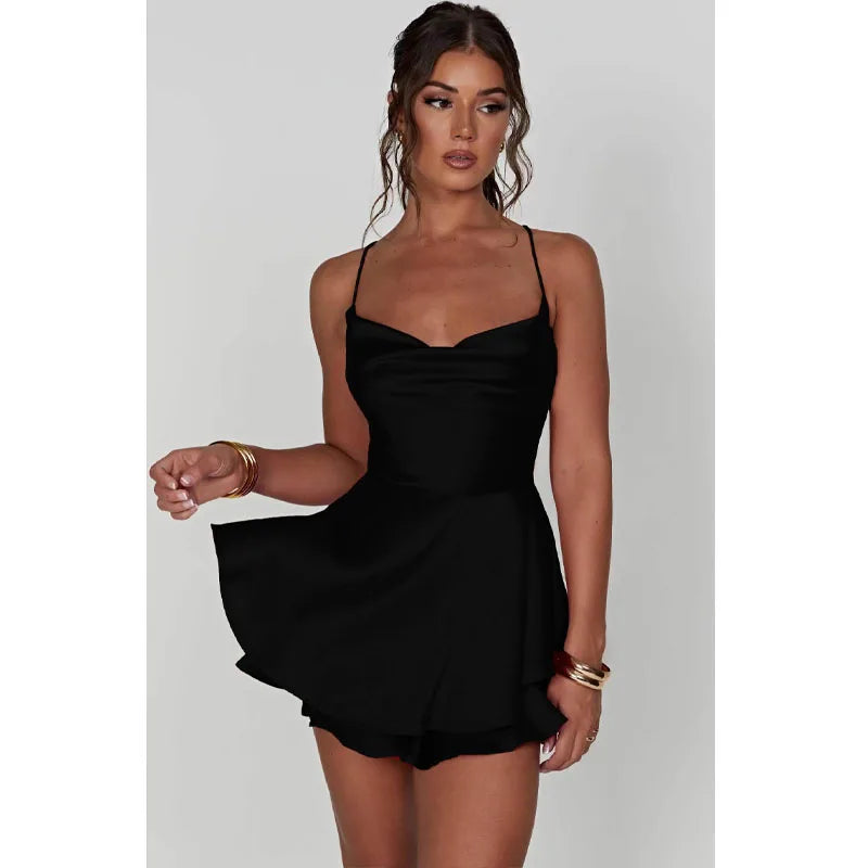 Sling Satin Halter Strap Mini dress